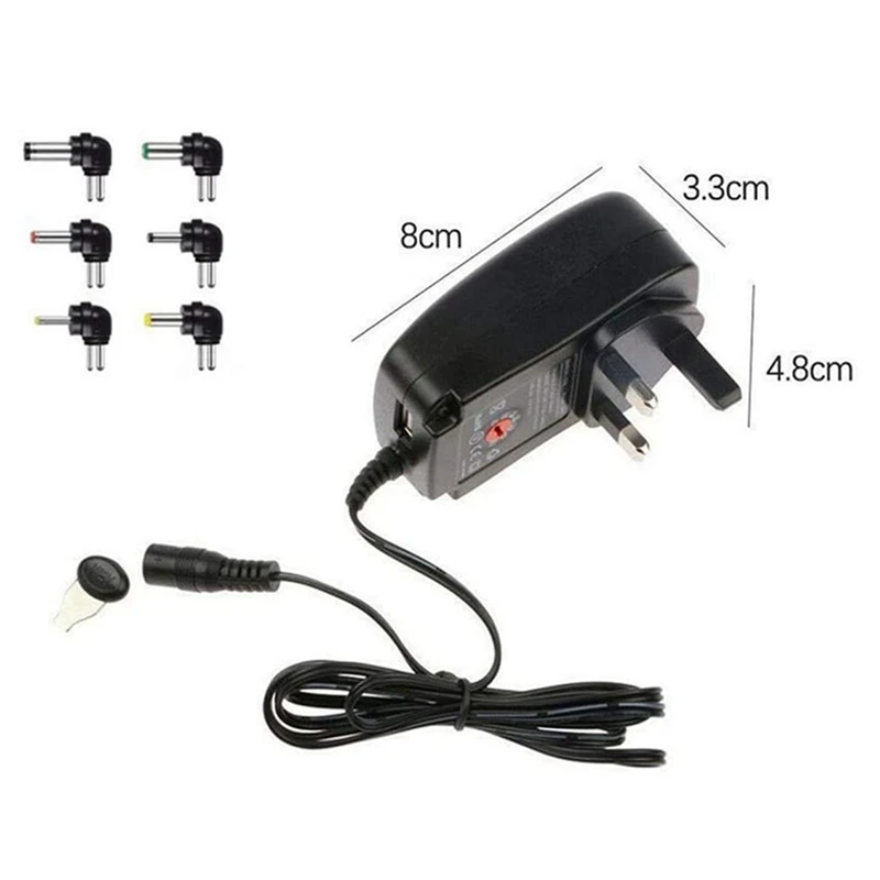 Power Adapter 3-12V Adjustable Voltage Power Adapter USB2.1A 30W Multi-Use Switching Power Supply