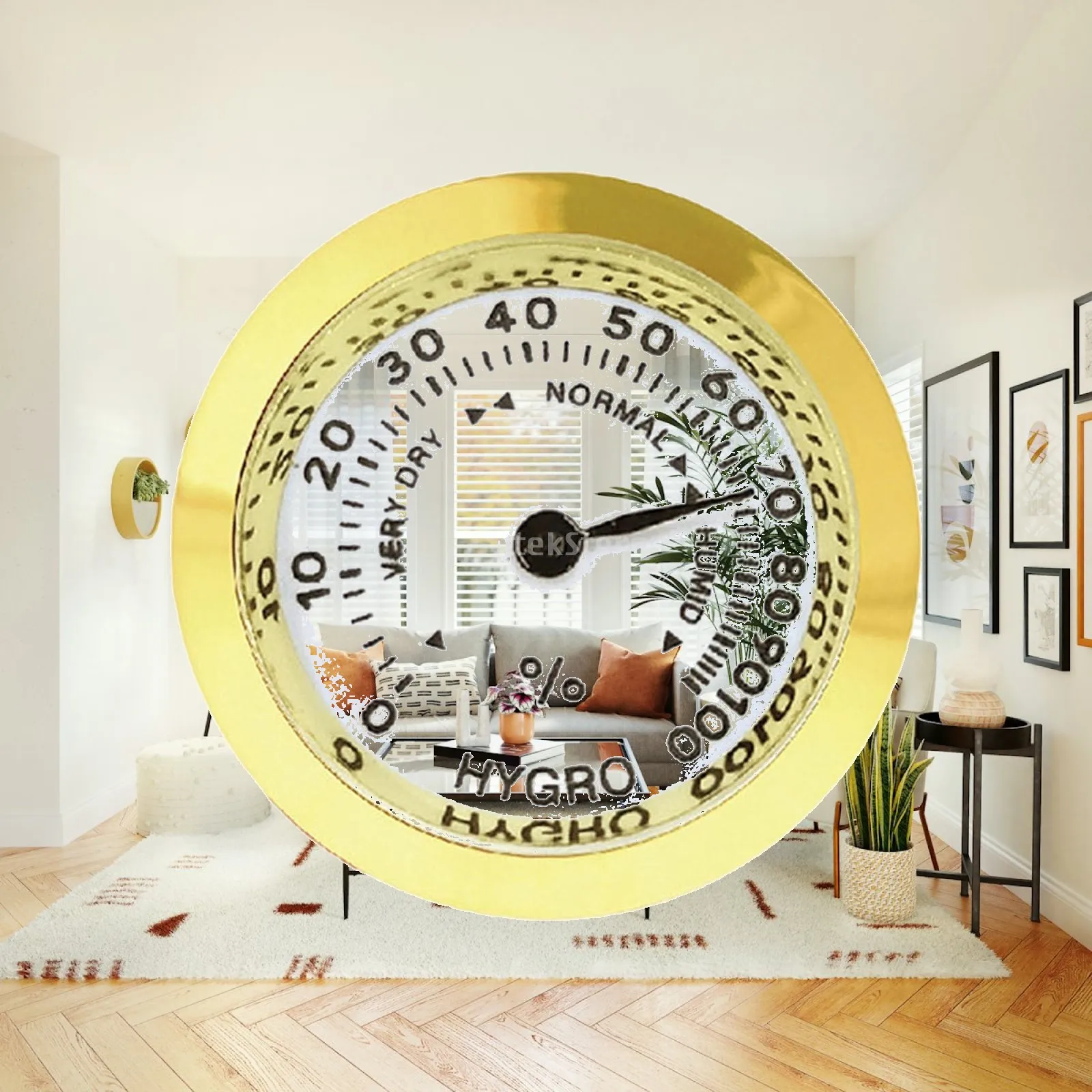 Indoor Outdoor Mechanical Hygrometer Round Dial Metal Analog Humidity Gauge for Patio Basement and Home