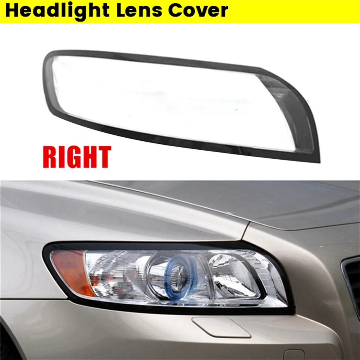 Car Headlight Lens Cover Headlamp Shell Lampshade for S40 2007-2012 Light Transparent Replacement Shell R