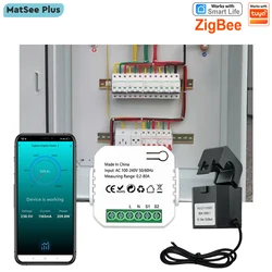 스마트 지그비 에너지 미터 80A 클램프형 앱 모니터 KWh 전압 전류 전력 소비량 110V 240V