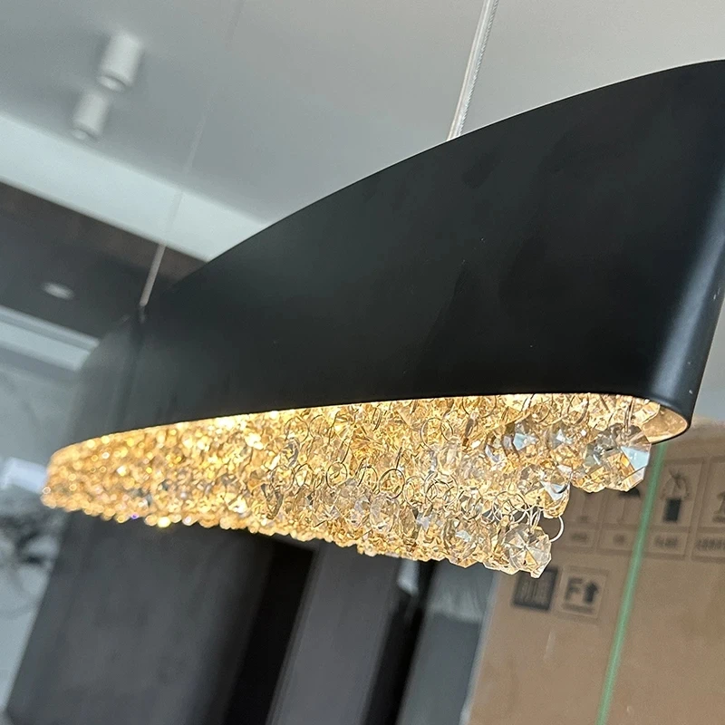 Modern Crystal Chandelier For Dining Room Creative Design Hanging Lamp Led Home Decor Indoor Lighting Gold Black Kitchen Lustre