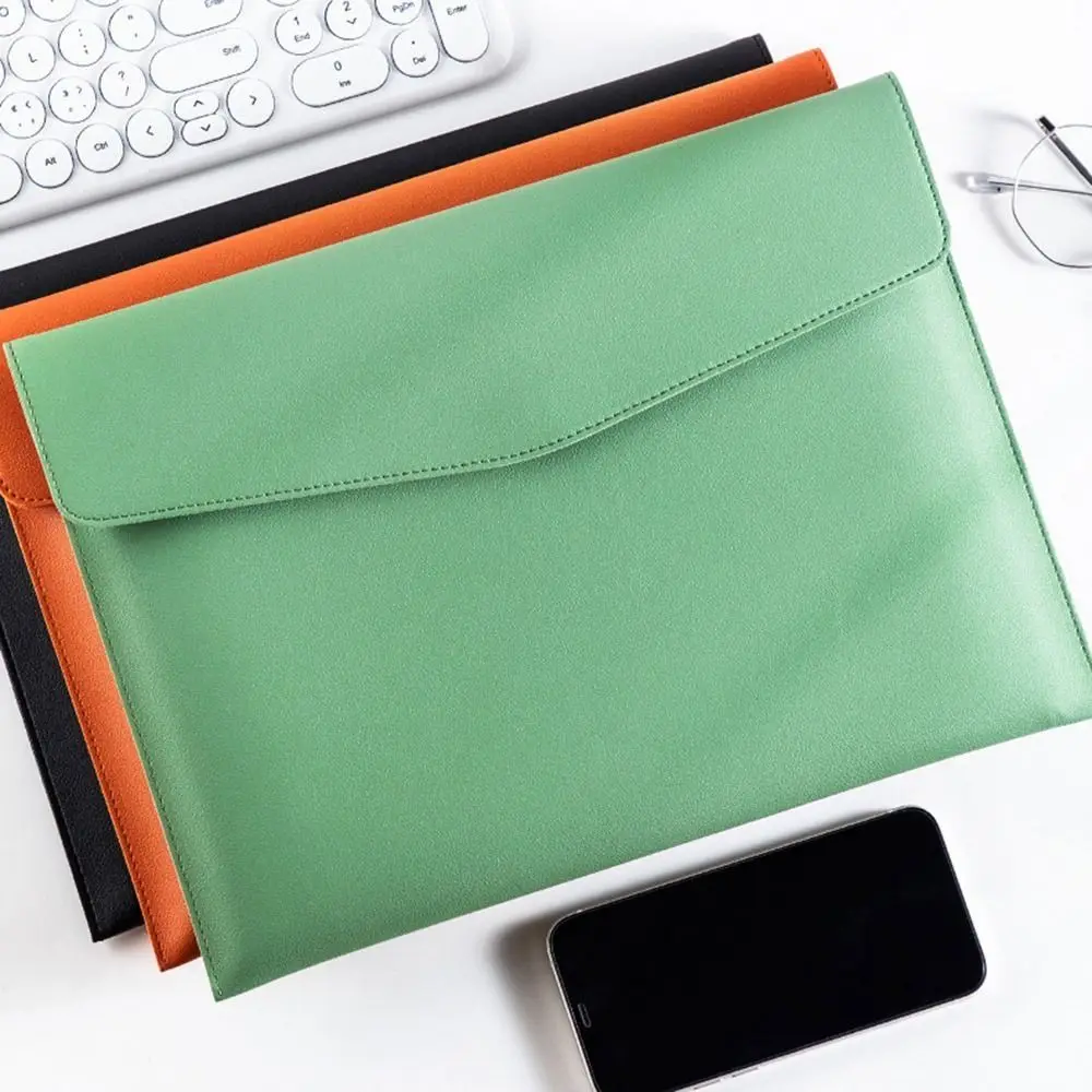 Stationery Dustproof Leather Leather Document Pouch Large Capacity A4 A5 Leather File Folder File Bag
