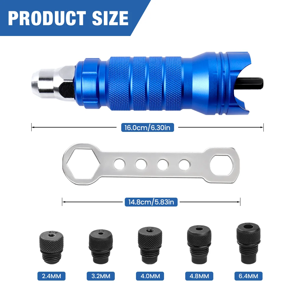 ปืนยิงหมุดย้ำ 2.4mm 3.2mm 4.0mm 4.8mm 6.4mm ปืนยิงหมุดย้ำอลูมิเนียมอัลลอยด์แบบมืออาชีพ เครื่องแปลงปืนยิงหมุดย้ำไฟฟ้า เครื่องมือยิงหมุดย้ำไร้สายสำหรับใช้ในบ้าน