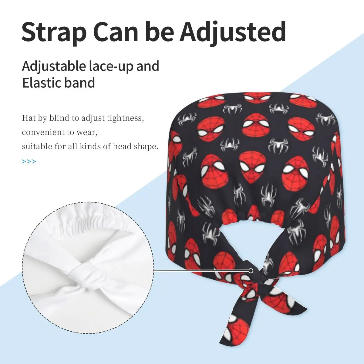 Custom Superhero S-Spiders Scrubs Cap Surgical Hats Women Men Amazing Operating Room Cap Operator Hats Lab Works Hat view 3