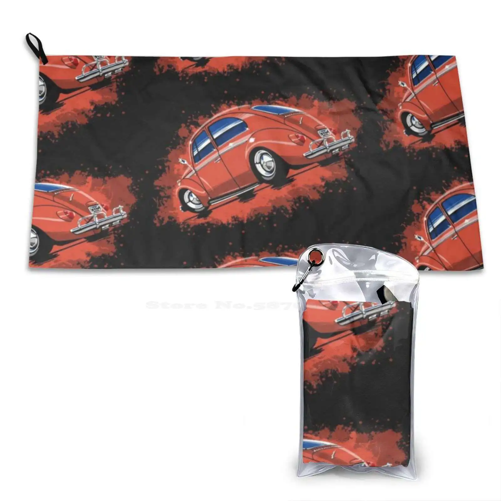 Punchbuggy Red Soft Comfortable Bath Towel Outdoor Rroydesign Robthetownie Car Coupe Classic Beetle Bug German Motor Art