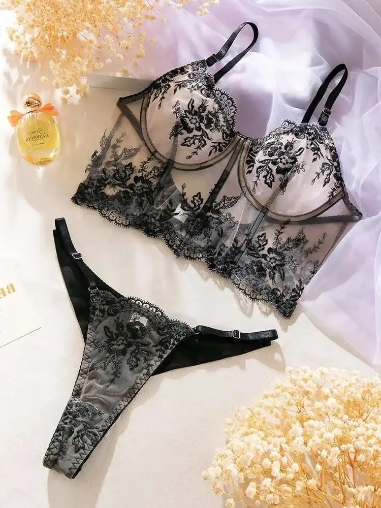 セクシーな透明フラワープリントレースビキニ背中の開いたディープ V サスペンダーノースリーブビキニビーチ休暇用魅力的なエレガントな H23W