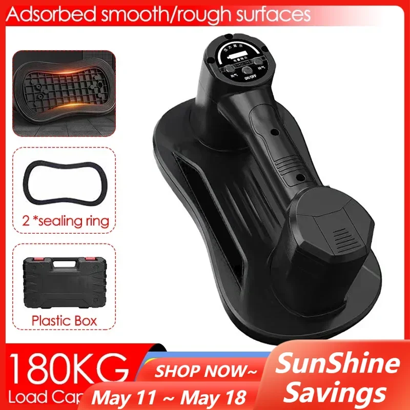 

180Kg Electric Vacuum Suction Cup Automatic Adsorption Ceramic Tile/Glass Suction Lifter Heavy Lifting Tool 2*Sealing Rings