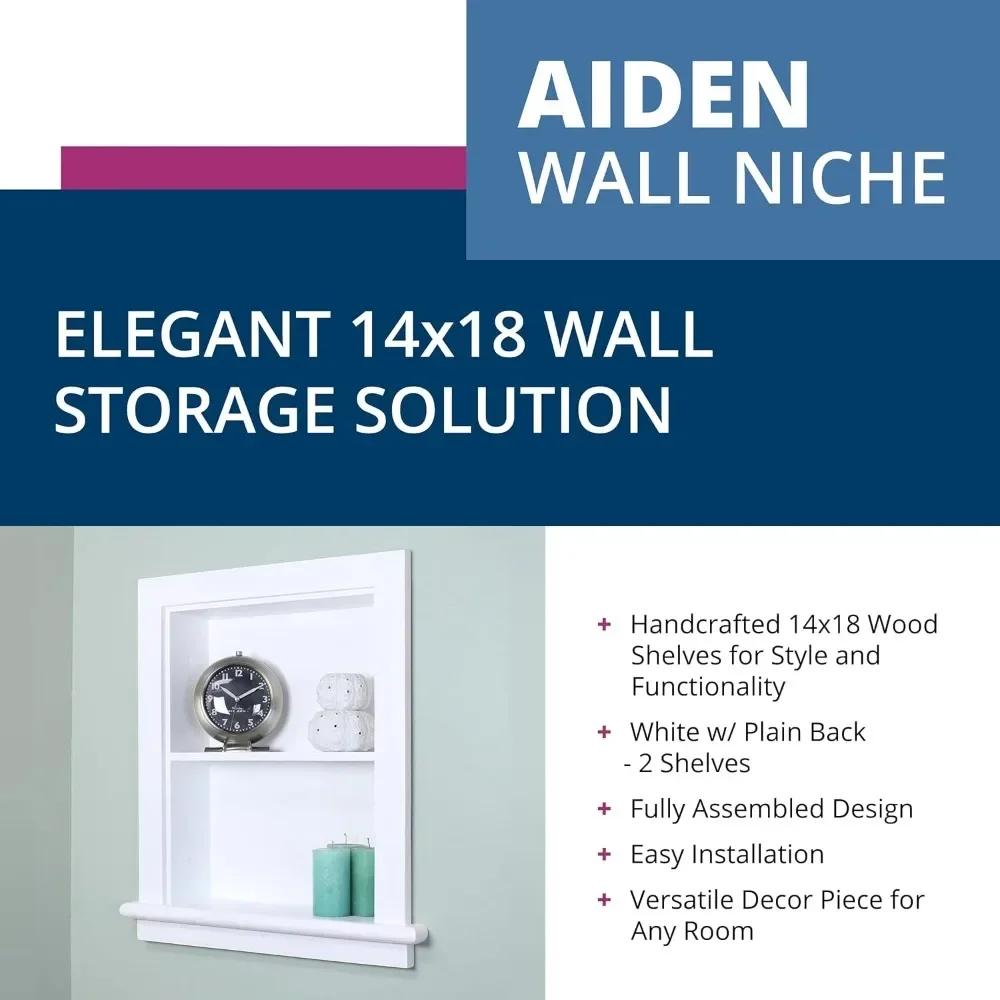 14x18 Aiden Recessed Wall Niche Medicine Cabinet Replacement - Bathroom Cabinet Insert Shelf Made in North