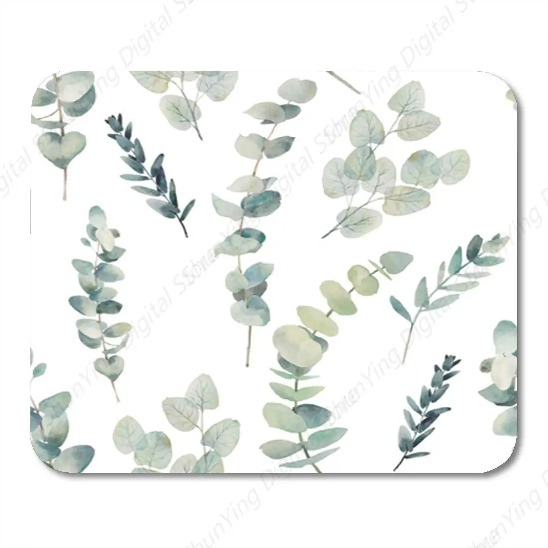 

Watercolor Eucalyptus Pattern Square Mouse Pad For Laptops Desktop Computers And Office Supplies With Anti Slip Rubber Mouse pad