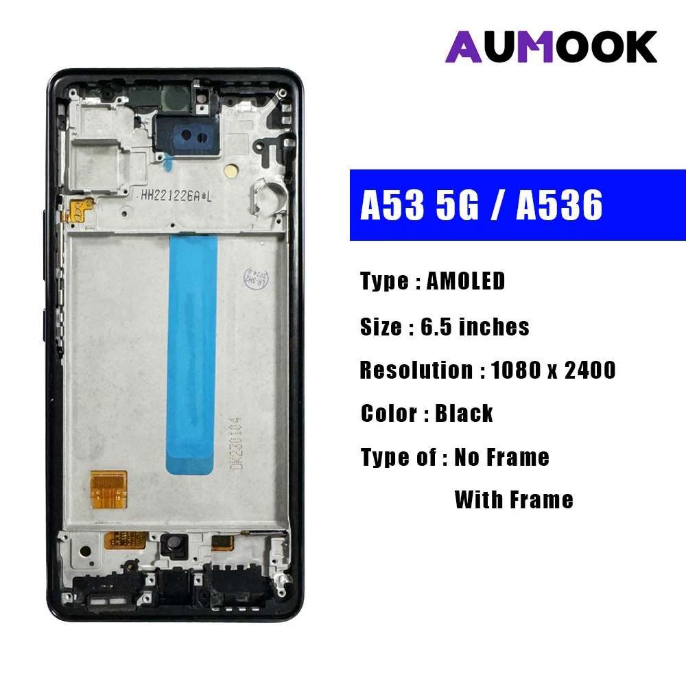 6.5" Super AMOLED For Samsung A53 5G Display Touch Screen Digitizer For Samsung A536B A536U A5360 A536E With Frame LCD Screen image 2