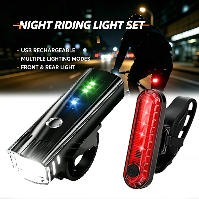 1000LM Bicycle Led Front Light LED USB Rechargeable Smart Sensor Rear Light Waterproof Bright Flashlight Safety Cycling Lights