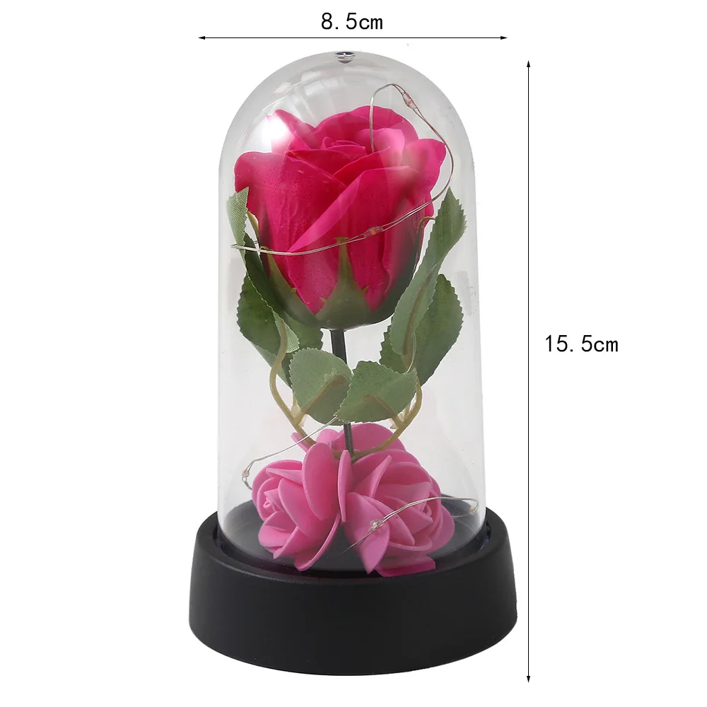 Искусственный букет роз, светодиодные куполообразные украшения, вечная роза, подарок на день Святого Валентина для женщин, свадебное украшение для мамы