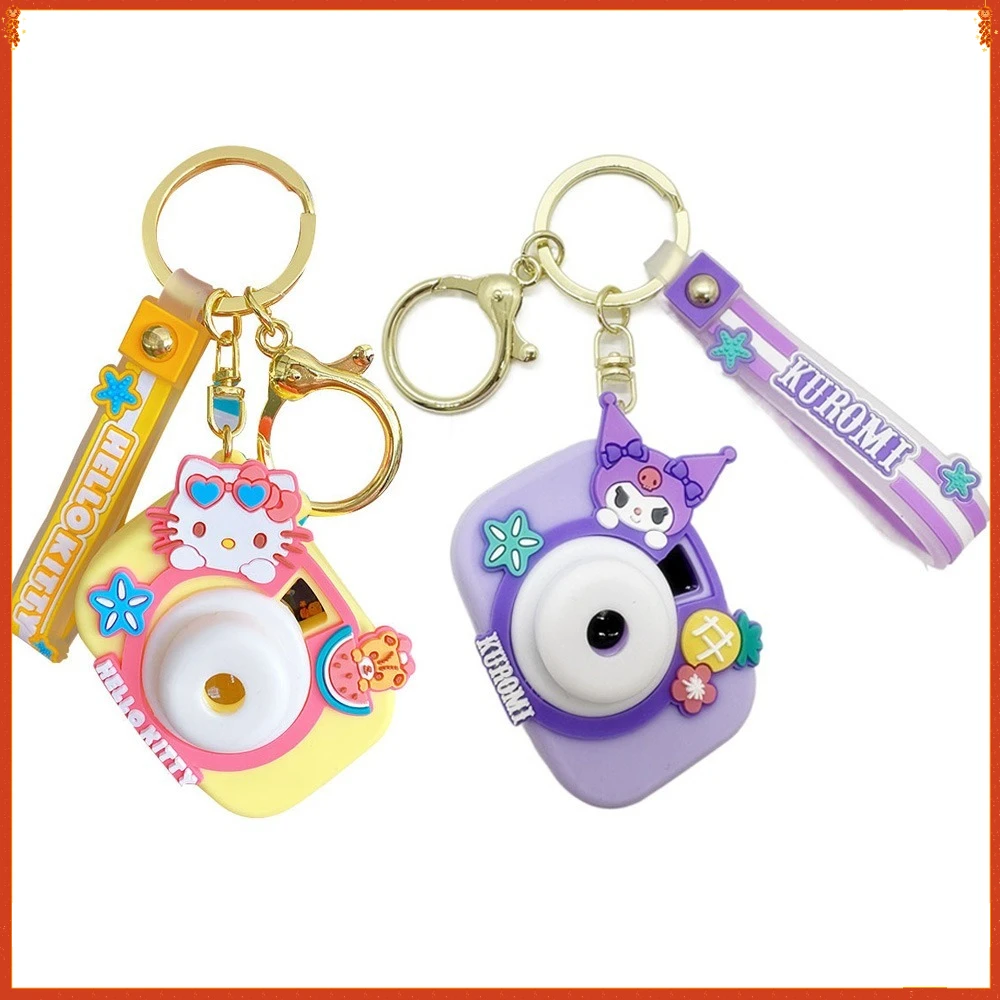 Genuine Cartoon Sanrio Simulation Projection Camera Keychain Couple Bag Pendant Keyrings Decorative Ornaments Kids Hobbies Gifts