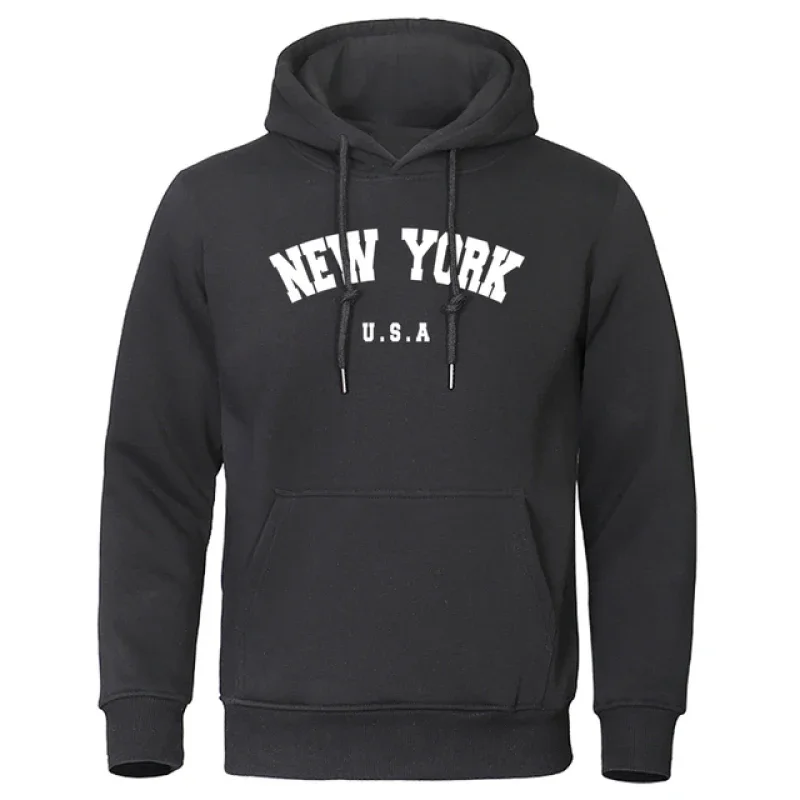 Sudadera con capucha con estampado de letras de la ciudad de Nueva YORK para hombre, Jersey informal de manga larga con capucha, sudadera holgada de gran tamaño, Sudadera con capucha de calle