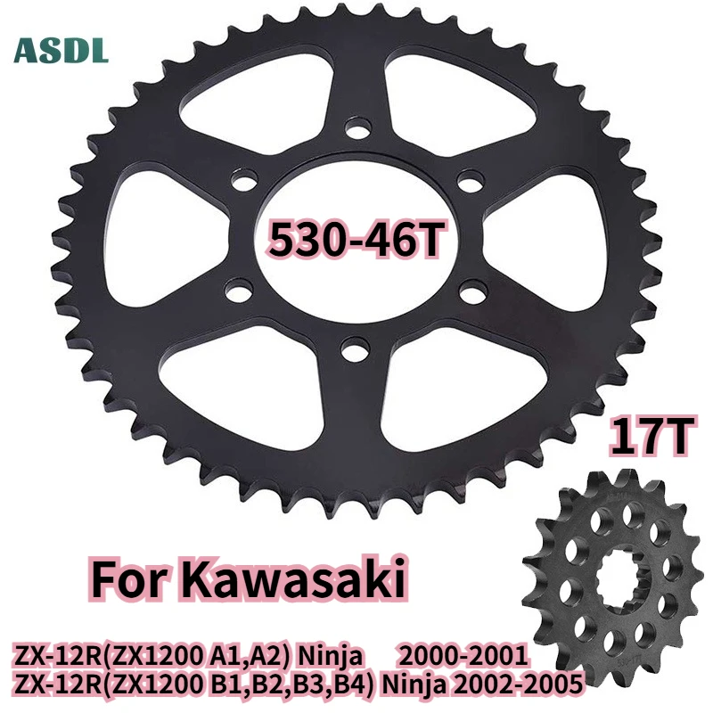 530 46T 17T Moto Front and Rear Sprocket Gear Staring Wheel Cam For Kawasaki ZX-12R Ninja ZX1200 ZX12R 2000 2001 2002 2003-2005