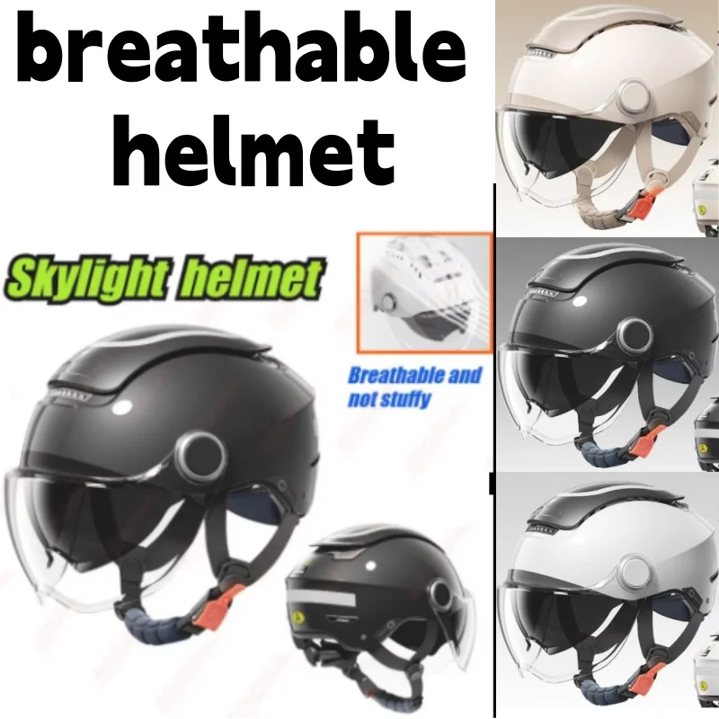 Ventilated Half Helmet Dual Visor Open Face Motorcycle Helmet Summer Riding Helmet Sunroof Design for Men Women