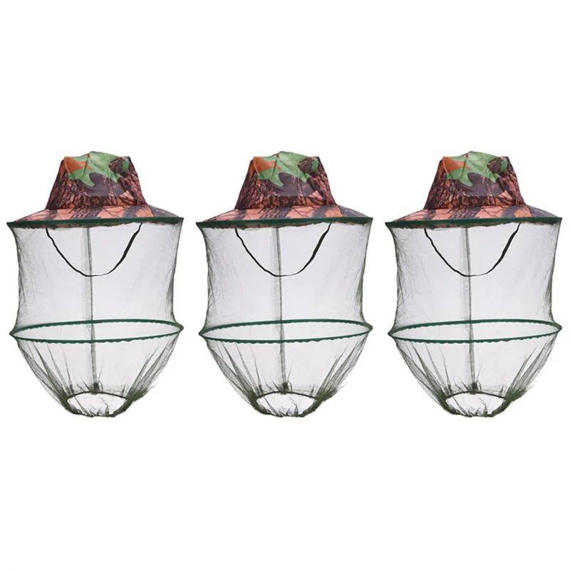 RTENTE-3X Camouflage chapeau de pêche abeille gardant les insectes moustiquaire casquette de prévention maille casquette de pêche parasol cou solitaire couvre-tête