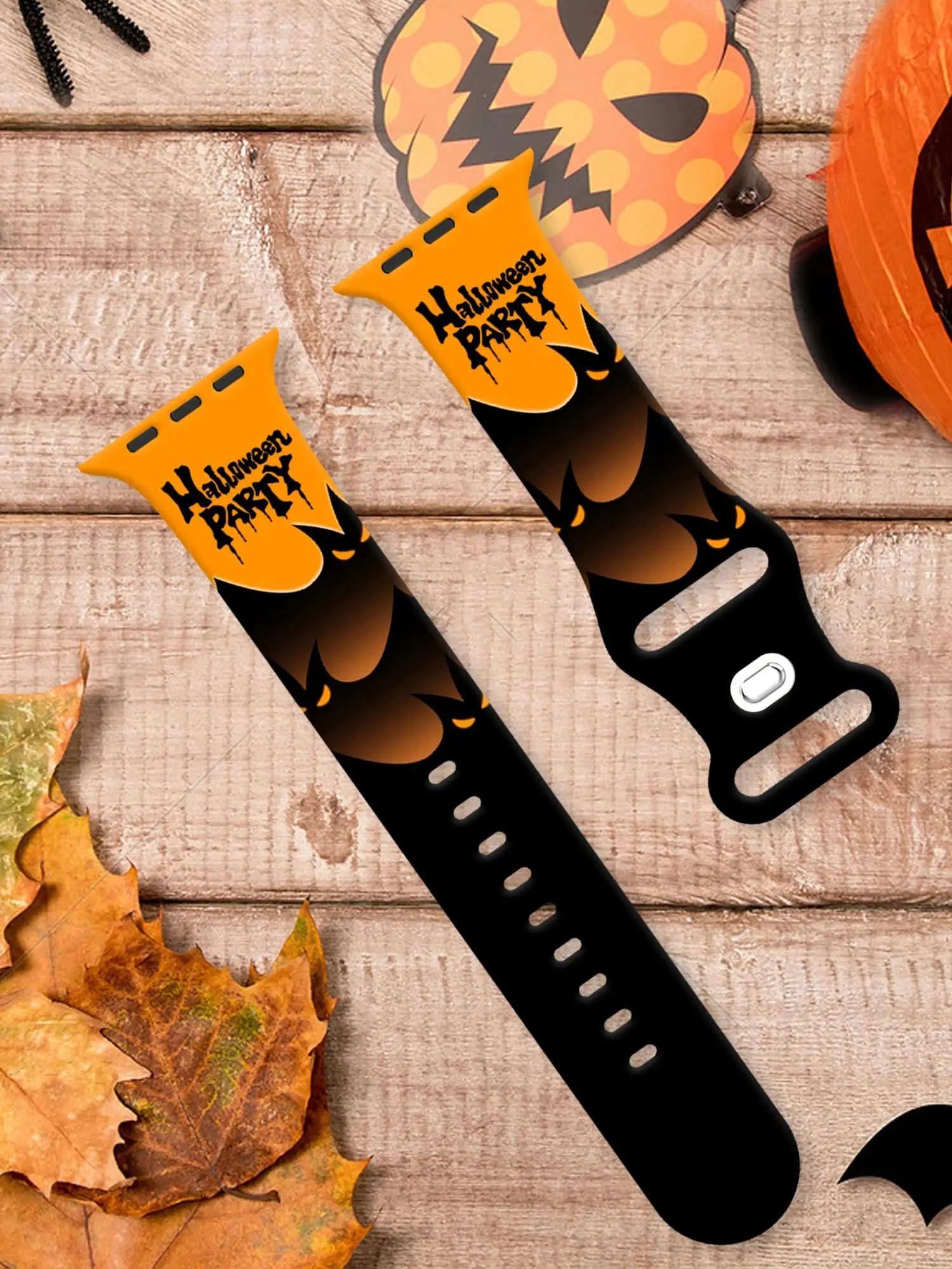 Halloween Style Women's Silicone Watch Strap Men's Demon Castle Sports Wristband Bat Pattern For Apple Watch Strap for 38 42 49