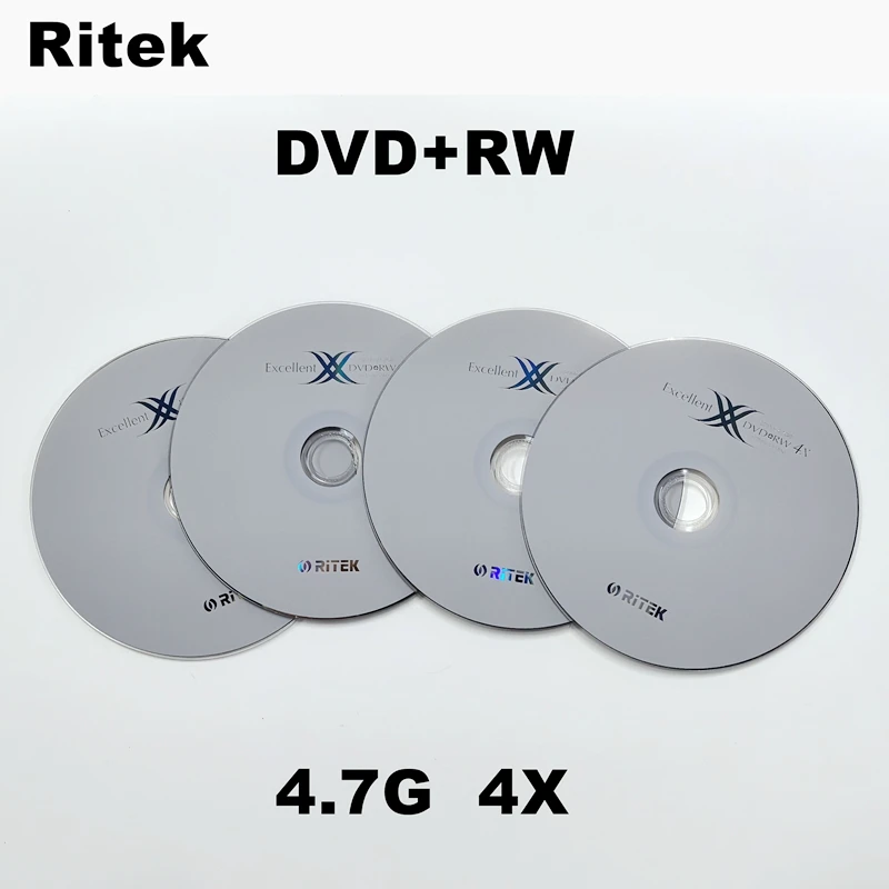 4 Discos DVD+RW Regrabables Ritek 1-4X, 12cm, 120min, 4.7GB, para Almacenamiento de Datos y Medios