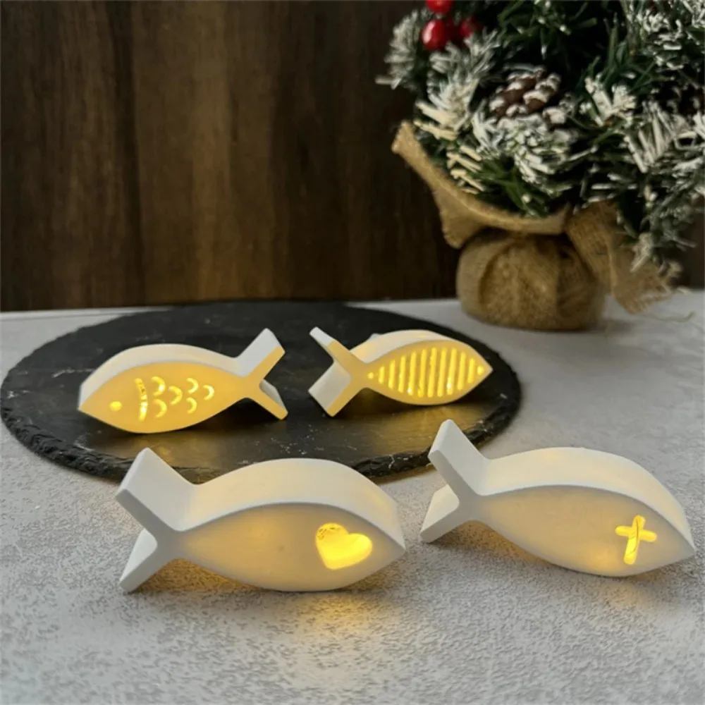 Jesus Fish Silicone Mold for Balloon Light Ornament Reusable Candle Holder Non-Sticky Home Decor Mould with Drip Design view 2