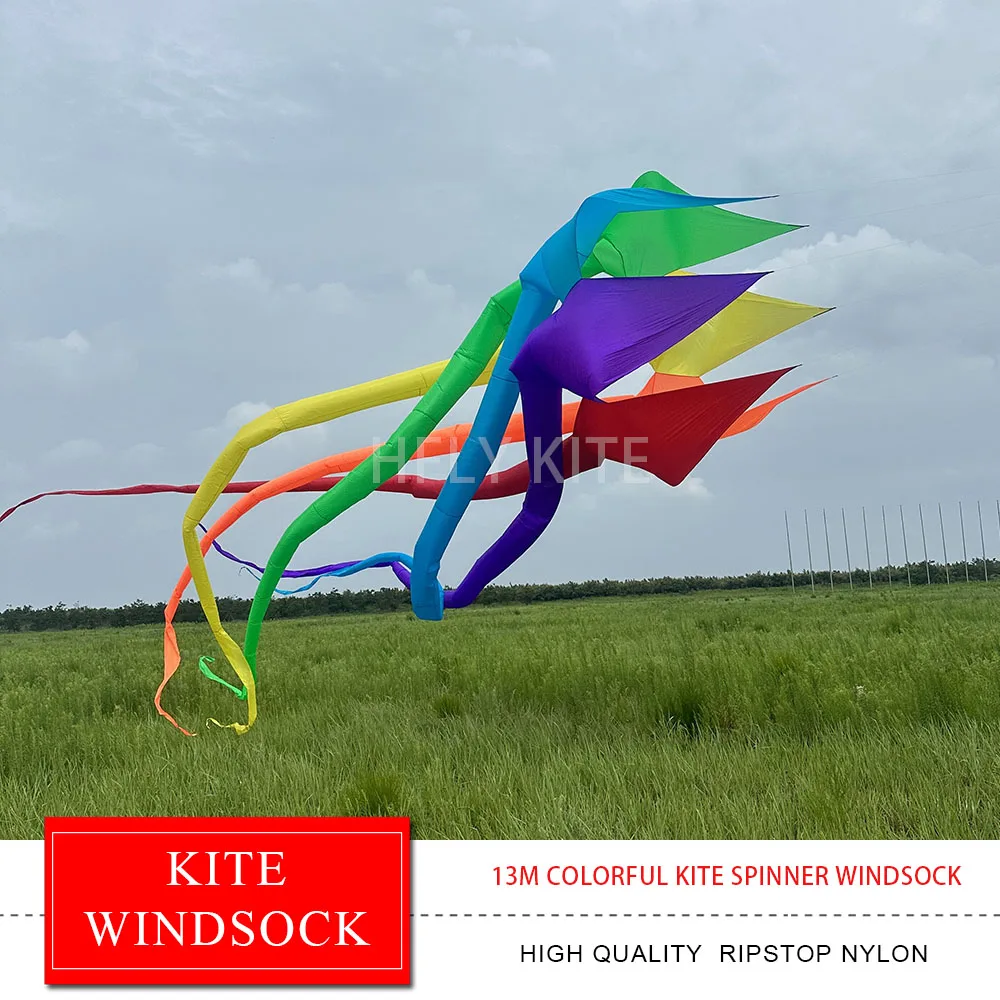 HFLY Nuovo Arrivo Grande 13m Spinning Kite Manica A Vento per Adulti di Alta Qualità 40D Nylon Kite Line Spinner per Lavanderia