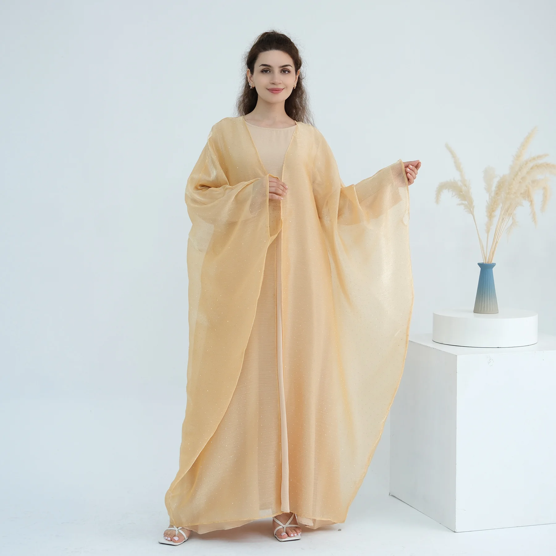 

Women Muslim Diamonds Long Robe Kimono Cardigan Ramadan Dubai Abaya Turkey Kaftan Eid Djellaba Islam Clothing Kebaya Femme Gown