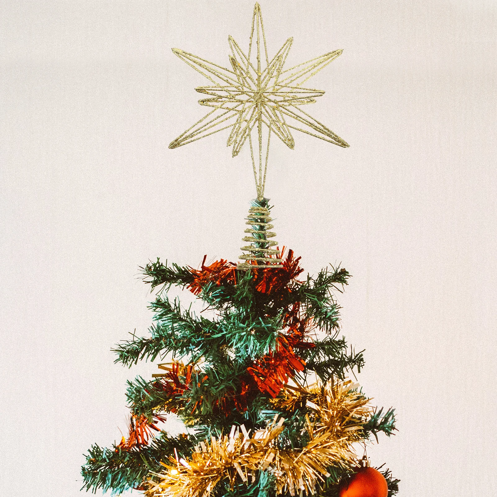 

Star Christmas Tree Topper Golden Sparkling Iron Metal Holiday Party Decoration 12.6 Tall Xmas Treestars Star for Top of Tree
