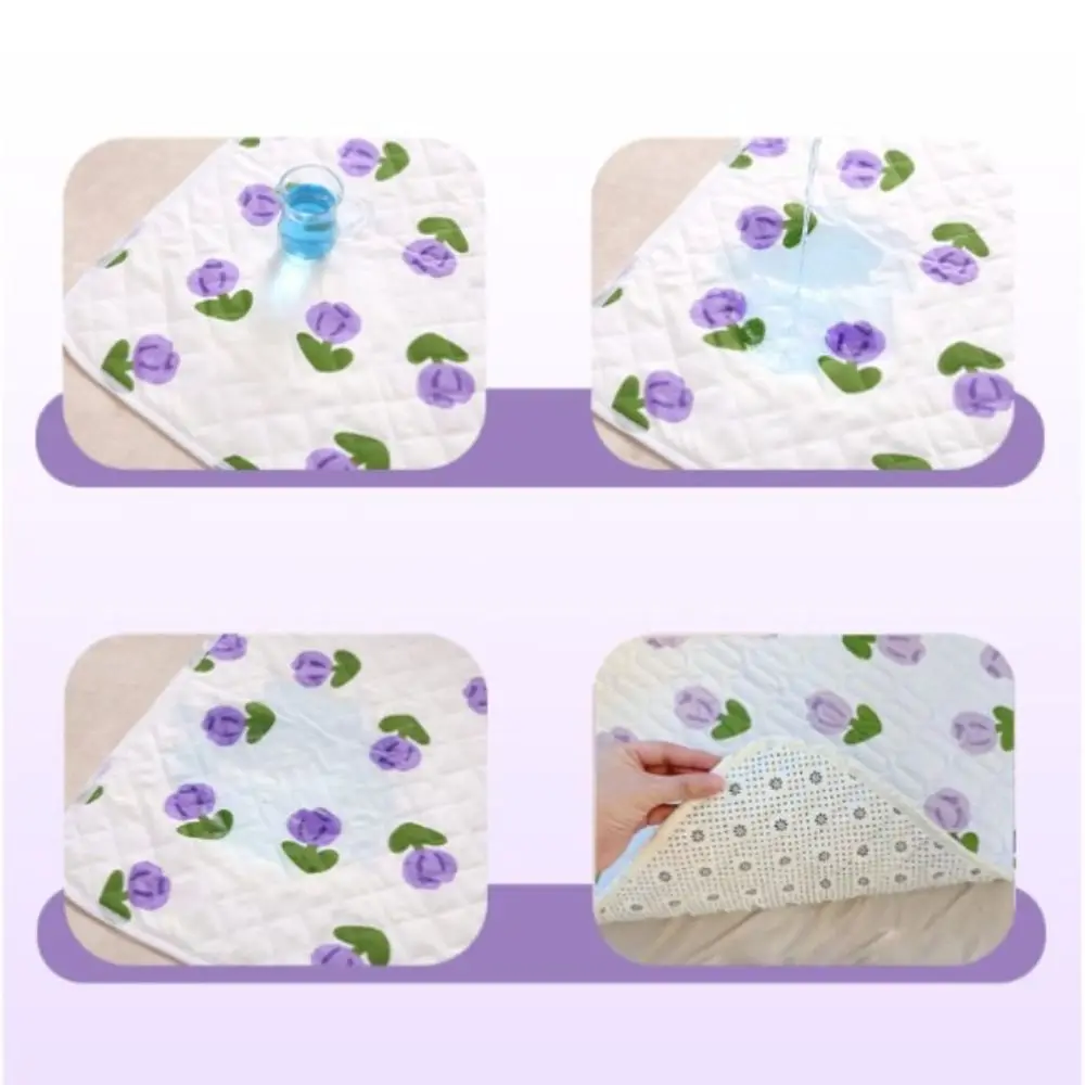 Soft Waterproof Cartoon Diaper Mat Non-Slip Breathable Sleeping Underpads Washable Bedding Urine Pads Elderly