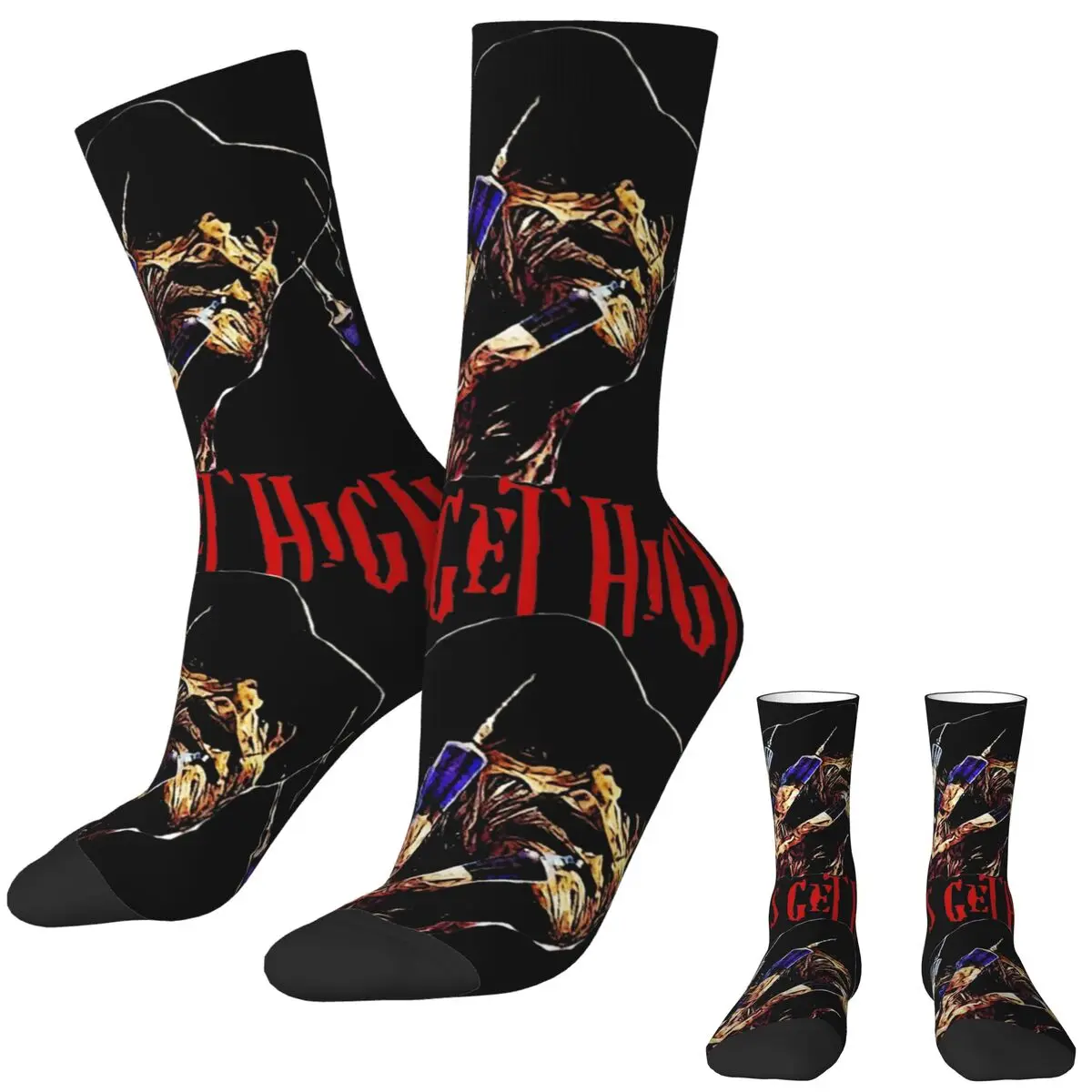 Elm Street Nightmare Stockings F-Freddy K-Kruger Graphic Funny Socks Autumn Anti Slip Socks Men Cycling Breathable Socks