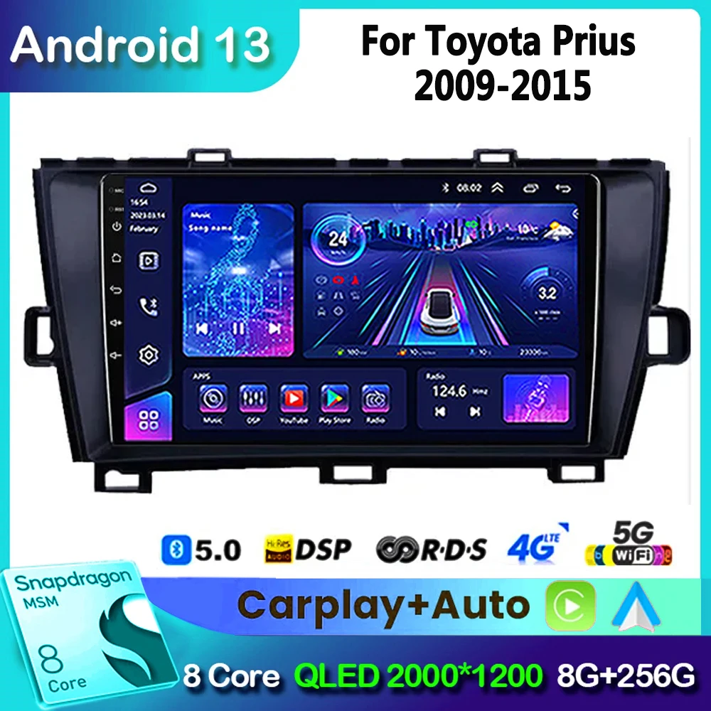 

DSP Android 13 для Toyota Prius XW30 2009-2015 Автомагнитола мультимедийный видеоплеер GPS-навигация стерео CarPlay Carplay 2din DVD