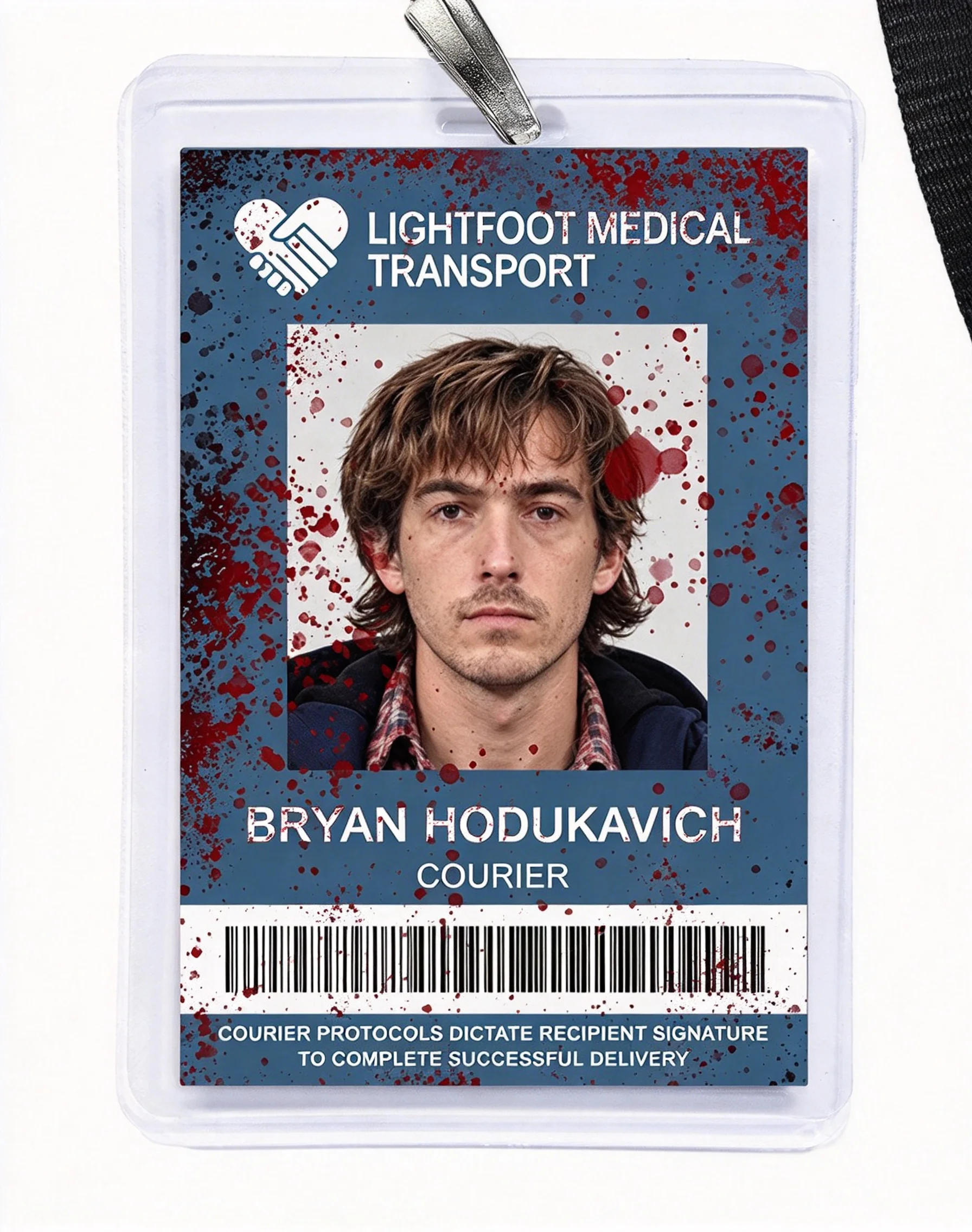 Resident Evil Movie 2026 Bryan Lanyard Blood Splatter ID Badge Cosplay Prop Halloween