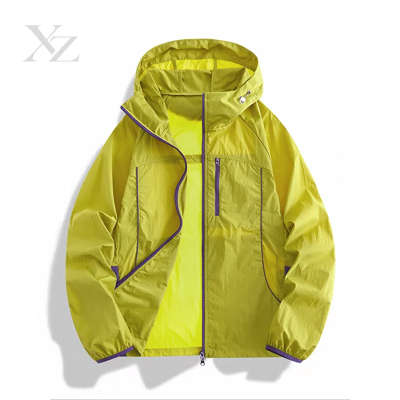 Premium Men's Lightweight UV Protection Hooded Jacket – Quick Dry Outdoor Sun Protection Skin Coat with Contrast Trim, Zipper