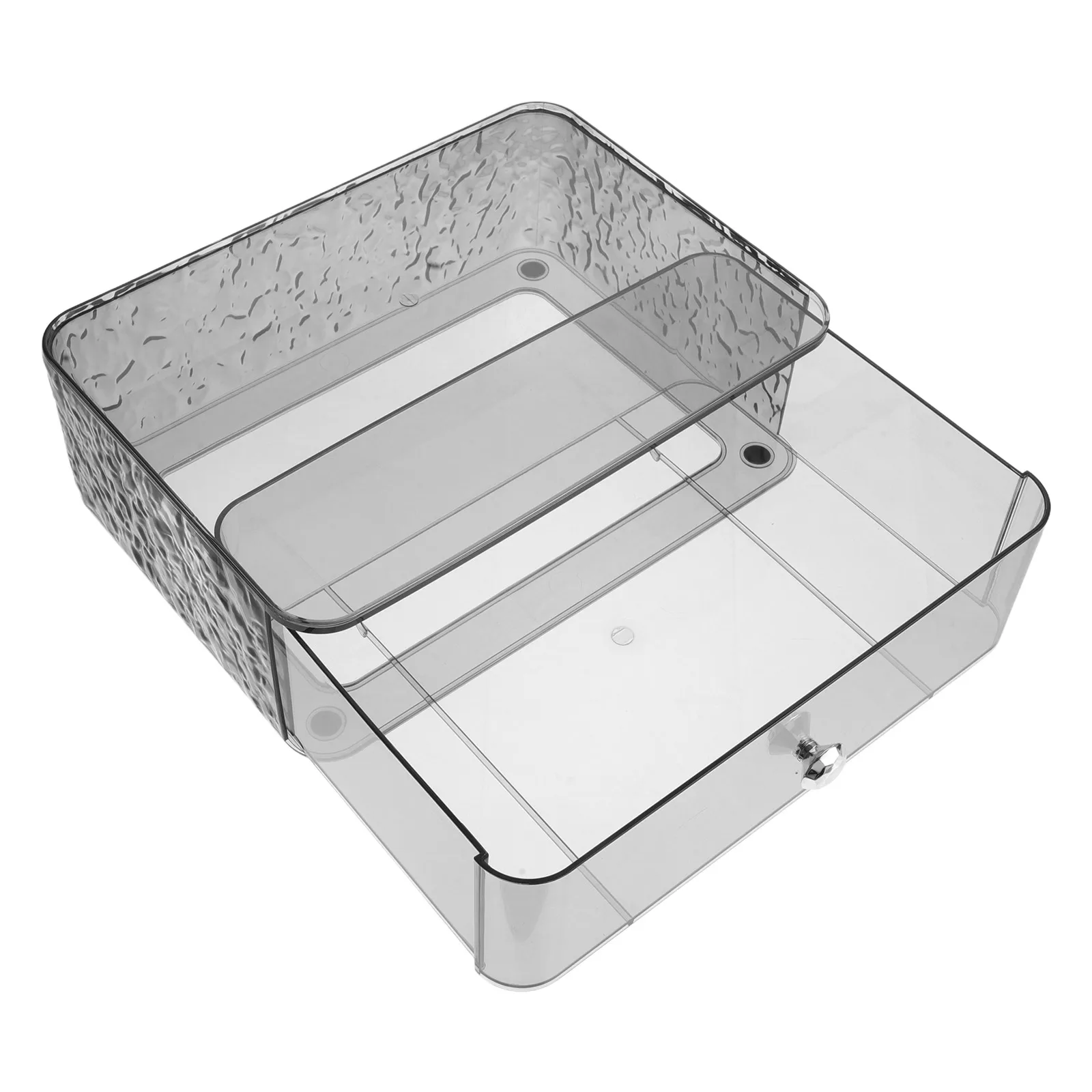 

Makeup Drawer Storage Organizer Transparent Grey Silver Plastic Desktop Box Skincare Jewelry Pen Cosmetics Organizer Large