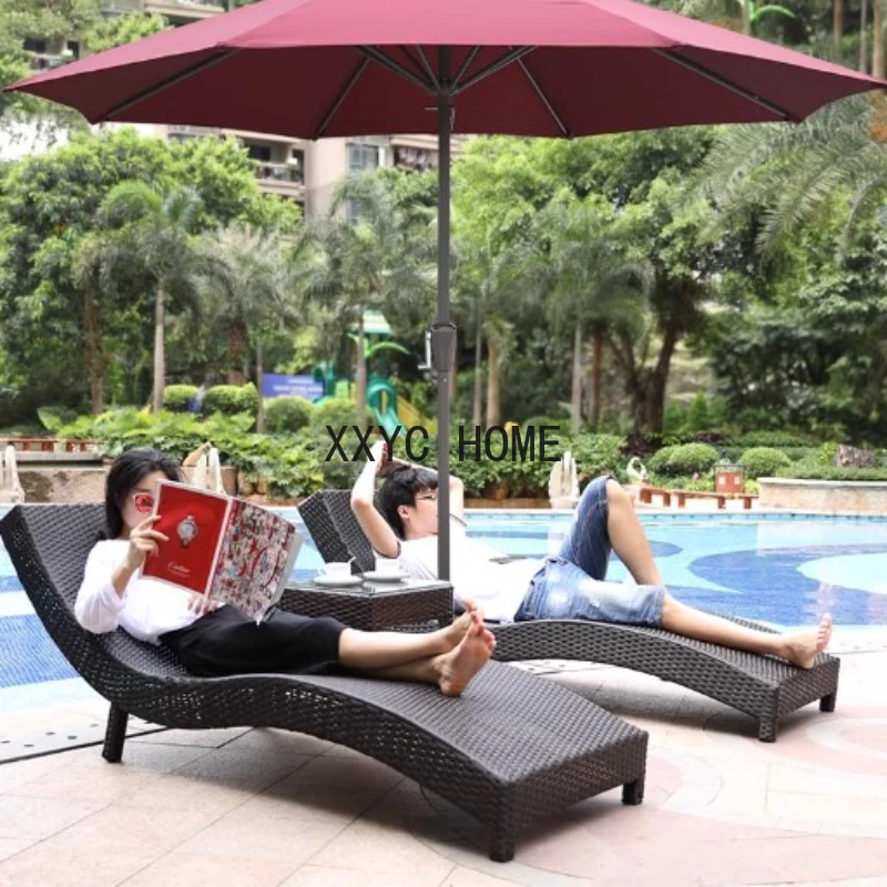 Outdoor Loungers Beach Chair Swimming Pool Villa Courtyard Beach Chairs Leisure Courtyard Chaise Lounges Design Furniture