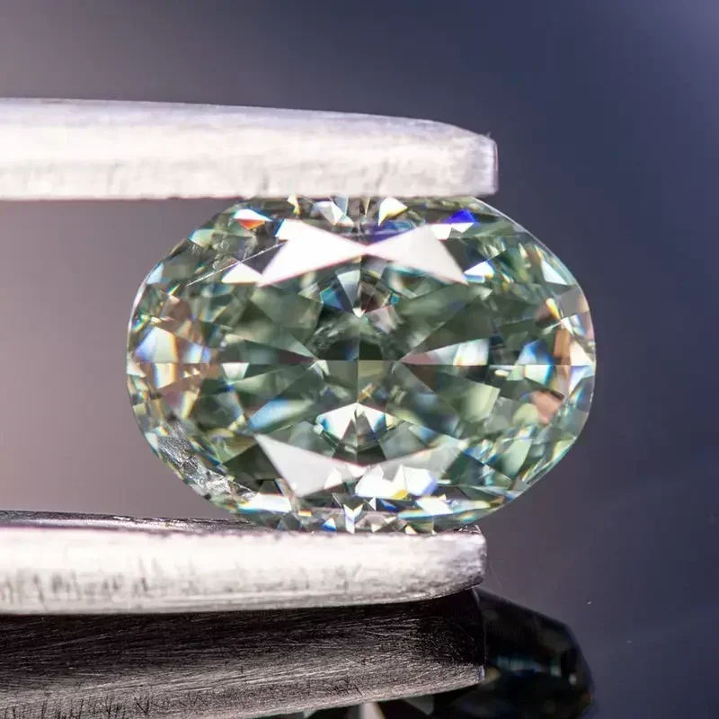

Wholesale Moissanite Gemstone Grayish Yellow Color Oval Cut GRA Authentication Lab Grown Diamond for Charms DIY Jewelry Making