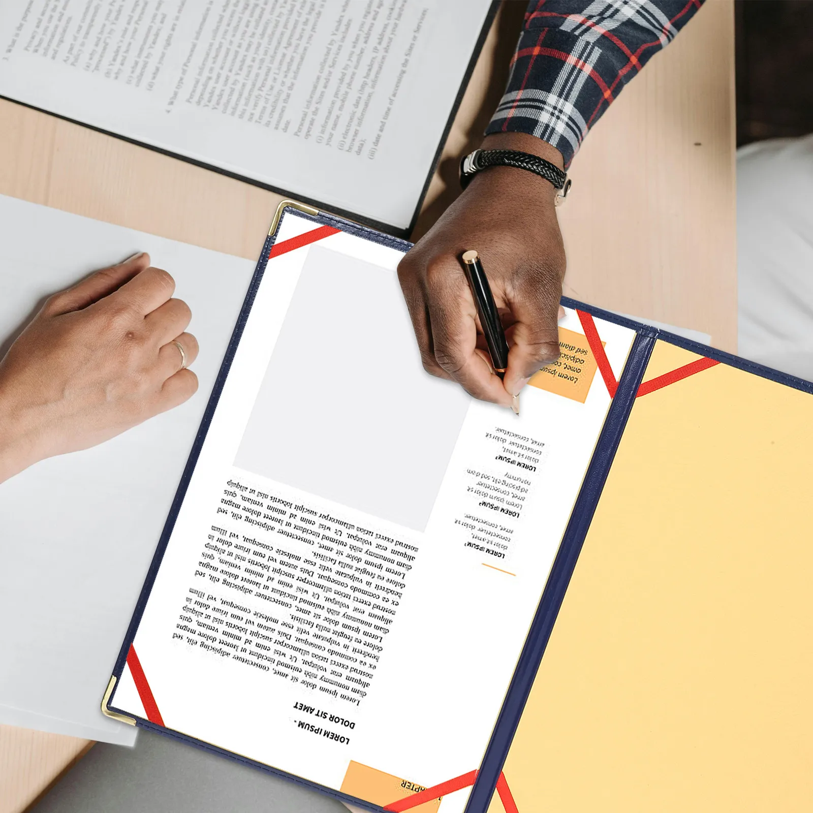 

Sturdy Portfolio Folder with Integrated Writing Pad Document Organizer for Office Business Interview Resume Handouts Notes