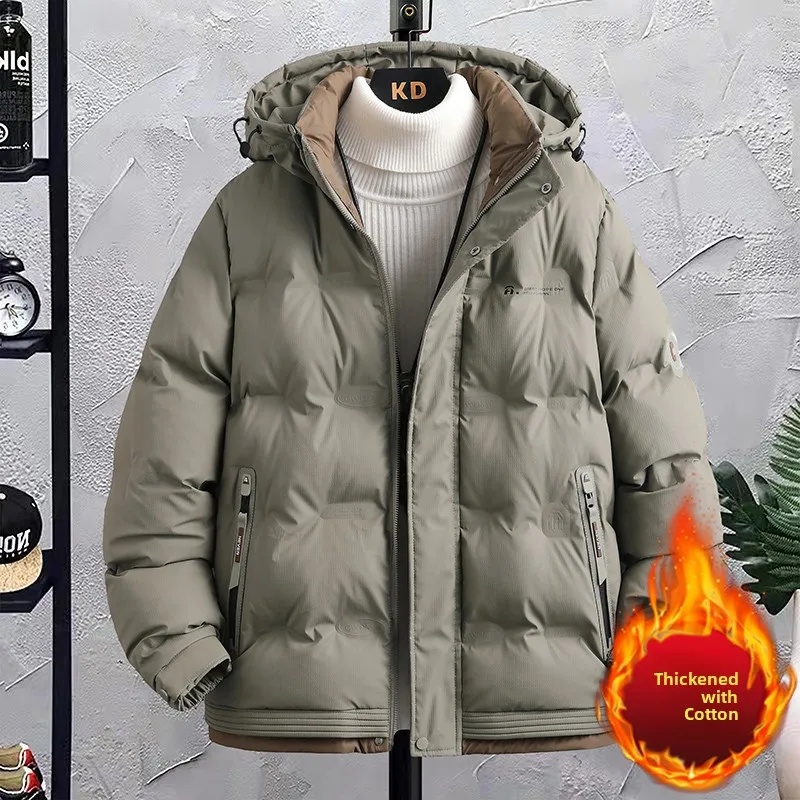 

Утепленная хлопковая куртка с капюшоном для мужчин, повседневная универсальная зимняя куртка с защитой от холода, новинка 2025 года