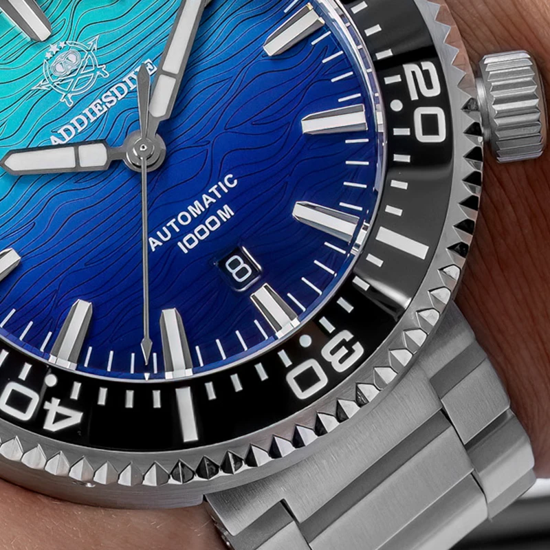 ADDIESDIVE AD2526 Gradient Dial Automatic Mechanical Watch 1000M Waterproof Male Clock Ceramic Bezel Sapphire Glass Wristwatches