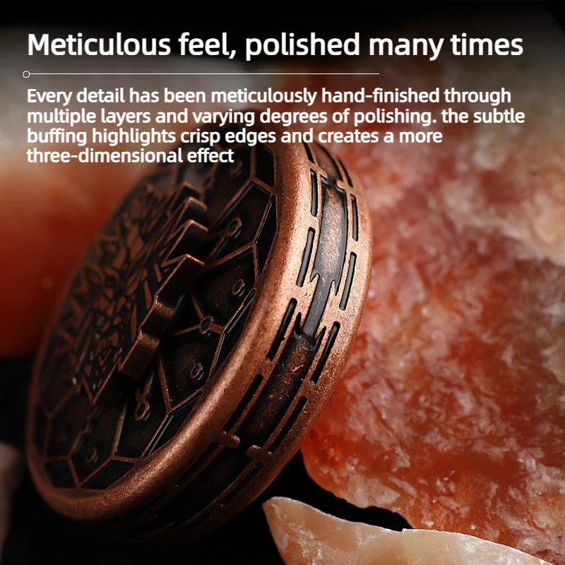 廖廖EDC銅製エルミット銅彫刻メカニカルメタルフィジェットスピナーデスクトップストレス解消玩具