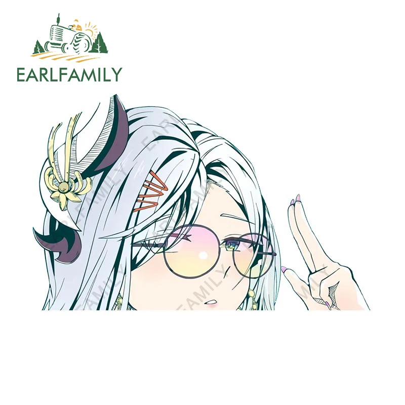 EARLFAMILY 13 سنتيمتر ل Shenhe Genshin تأثير الوشم الفينيل سيارة التفاف ملصقات الكتابة على الجدران أنيمي ملصق مضاد للماء الزجاج الأمامي دراجة نارية