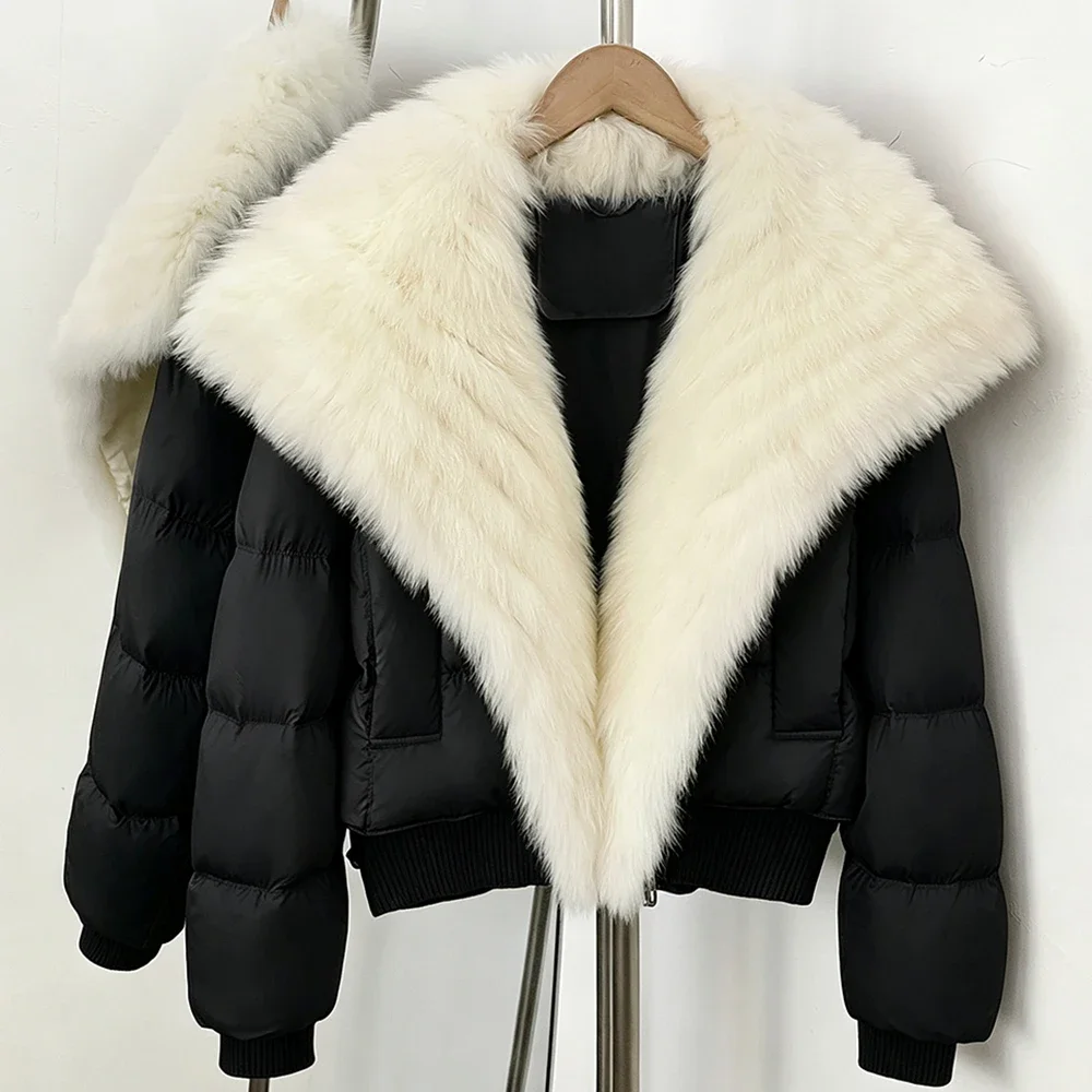 OFTBUY Neue Winterbekleidung Damen Daunenjacke mit Naturfell, Kurzer Warmer Modischer Lässiger Pelzkragen Puffermantel – Detail 6