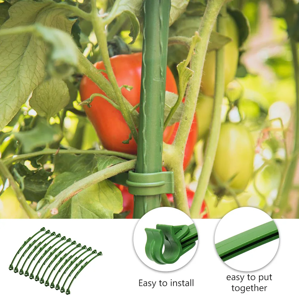 

12 Pcs Tomato Cages Durable Plastic Deformable Supports Stakes Trellis Grid Vegetable Gardening Tools Adjustable Height Easy