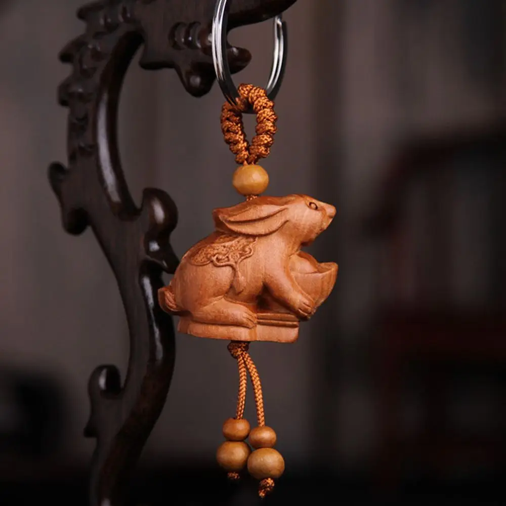 Snake Accessories Key Chain Bag Pendant Mascot Lucky Ethnic Gift Mahogany Keychain Engraving Wood Keyring Chinese 12 Zodiac