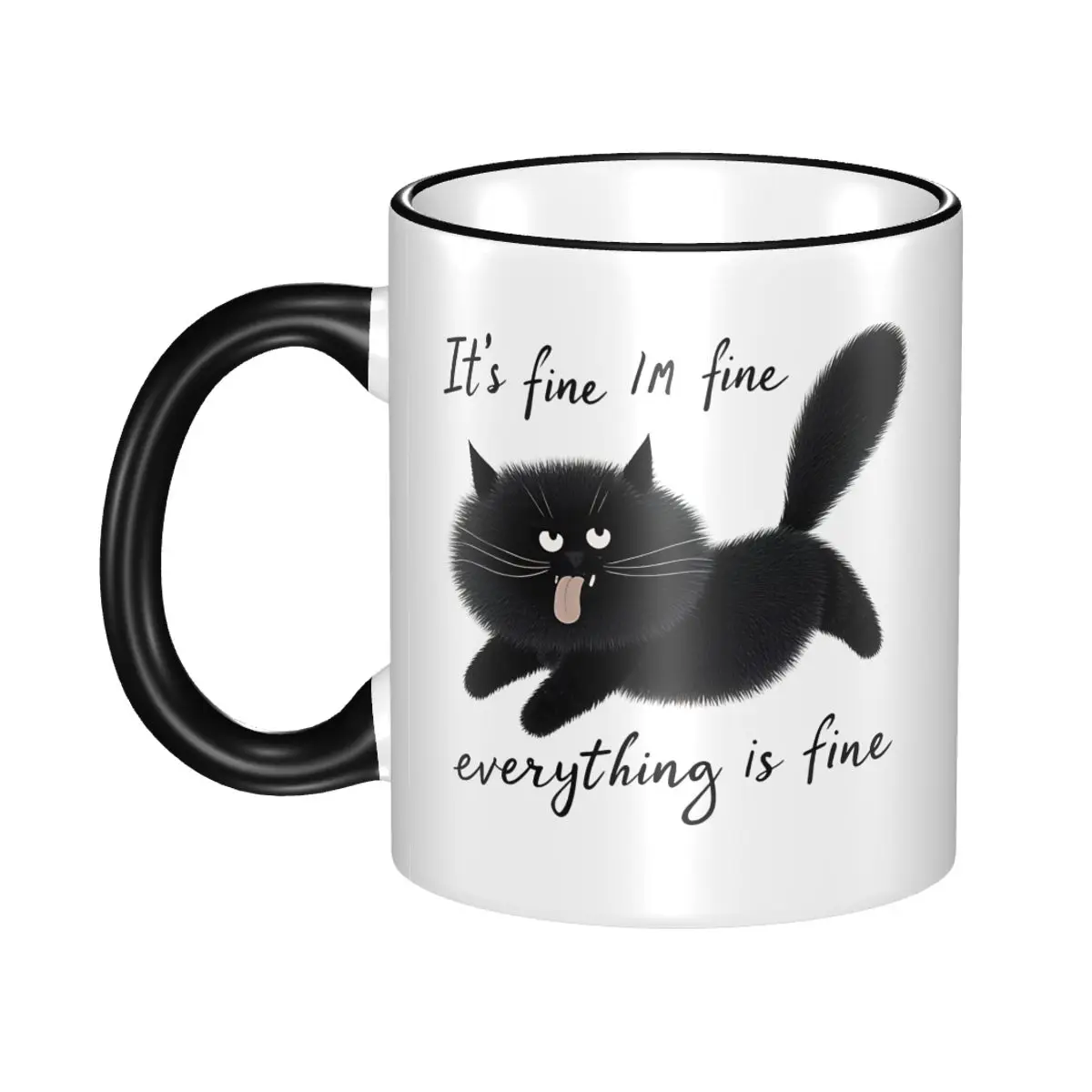 

It's Fine I'm Fine Everything Is Fine Funny Cat Meme Mug Funny Tea Cup Birthday Gift For Women Men