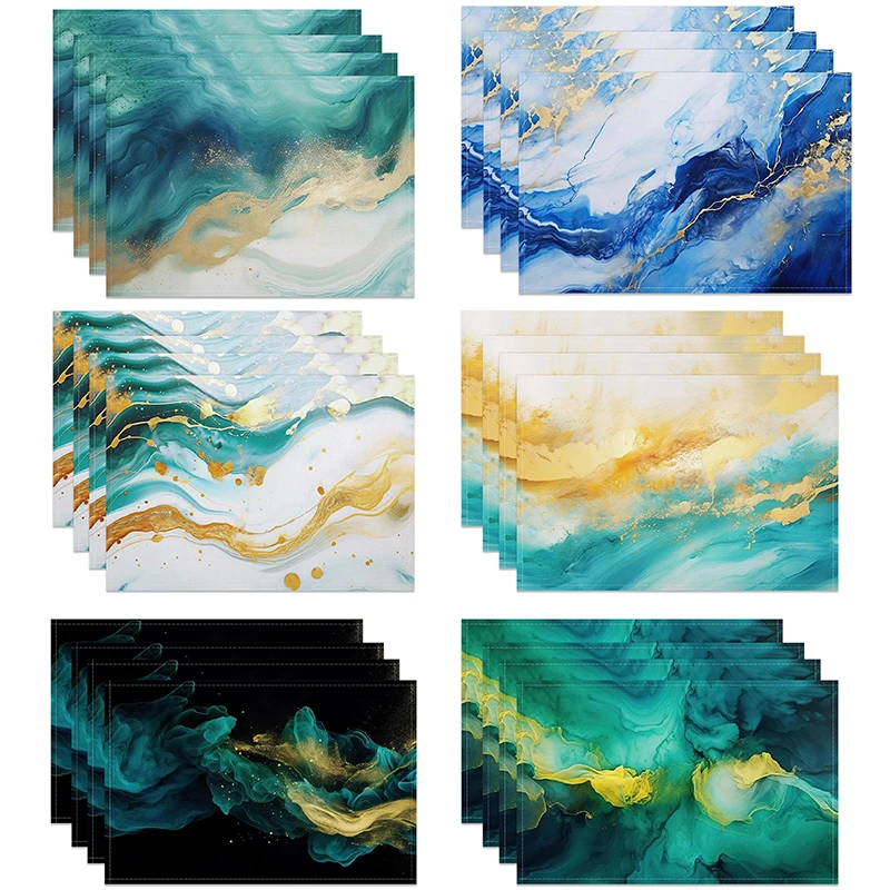 Marble Placemats Set Modern Abstract Place Mats for Kitchen Dining Room Coastal Indoor Outdoor Party Table Mats Home Decor