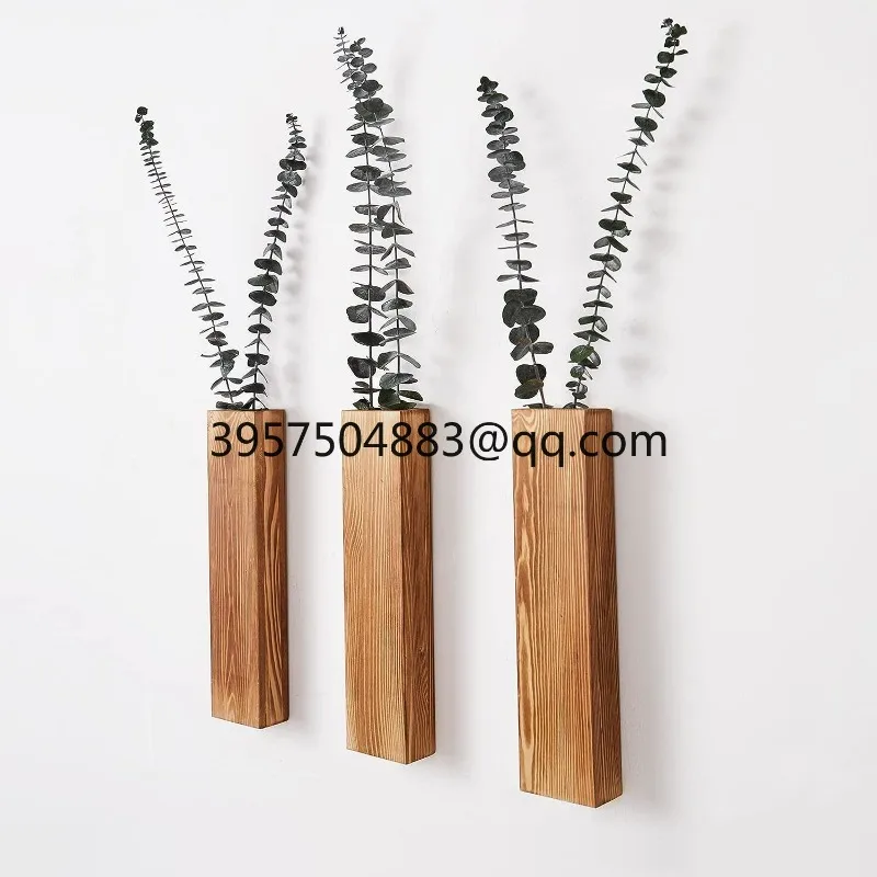 Wooden vase wall simulation plant dried flower decorative vase wall hanging flower pot flower arrangement