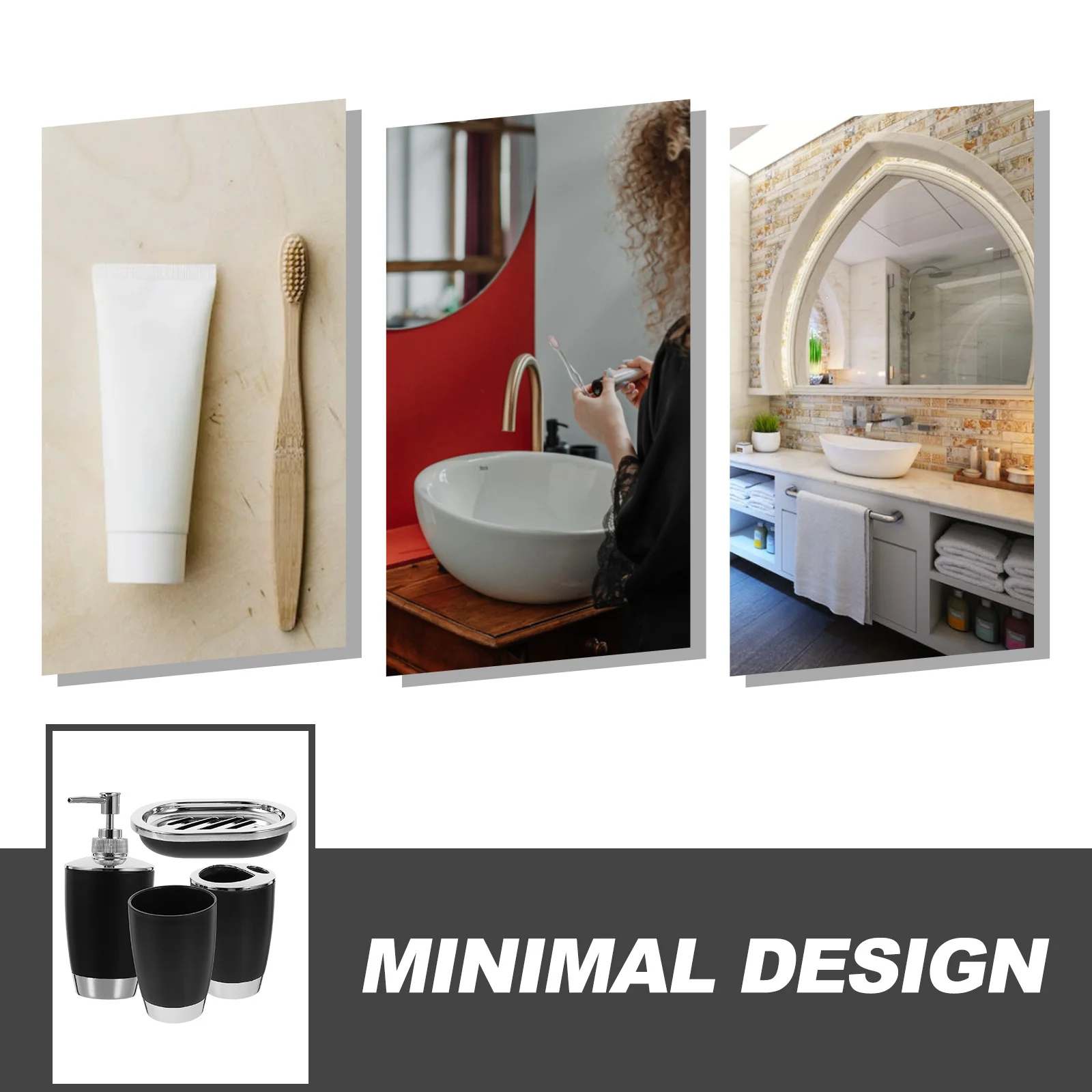 

4Pcs Modern Toilet Supplies Kit Toothbrush Cup Soap Dish Ergonomic Design Tidy Organized Festival Gift Bathroom Supplies