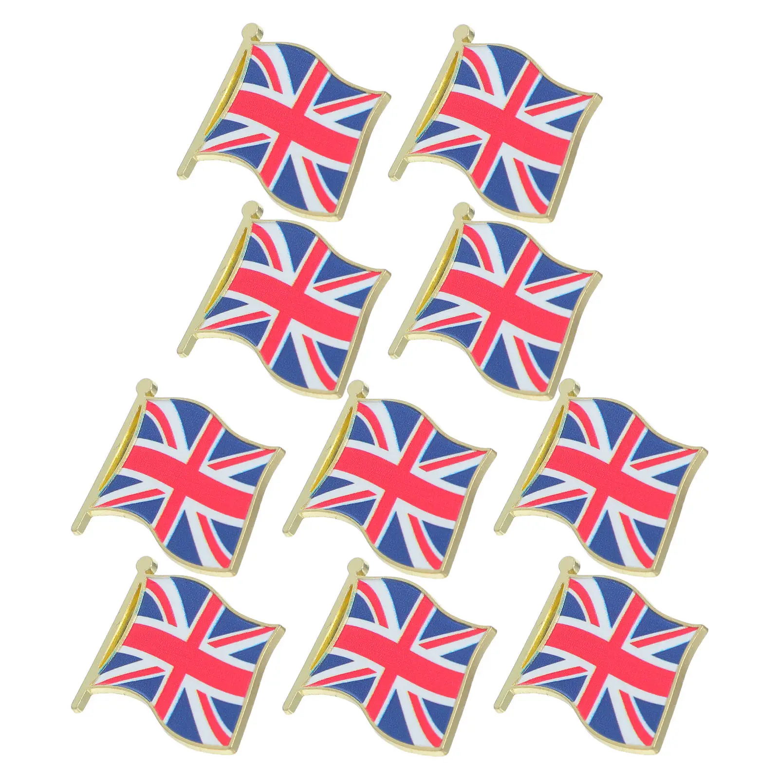 10Pcs Union Jack Lapel Pin British Flag Alloy Metal Brooch Badge England Uk Travel Souvenir Jacket Hat Backpack Pin