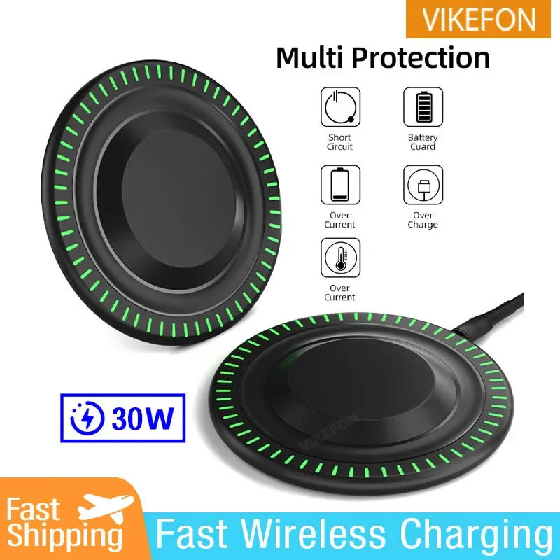 VIKEFON-لوحة شاحن لاسلكي ، شواحن هاتف ، شحن سريع التعريفي ، محطة قفص الاتهام ، حامل لهاتف iPhone 15 ، 14 ، 13 ، 12 ، samng ، xiamo ، 30W