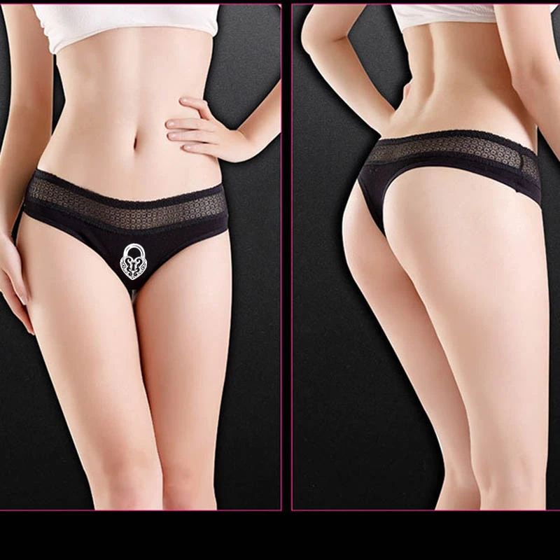 Lace Lingerie Temptation Low-waist Panties Chastity Lock and Key Underwear for Women Female Briefs Breathable G String